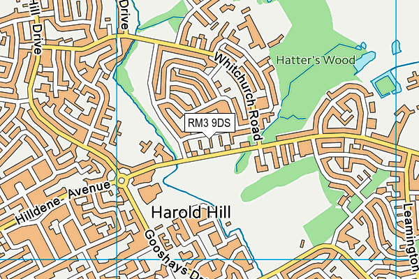 RM3 9DS map - OS VectorMap District (Ordnance Survey)