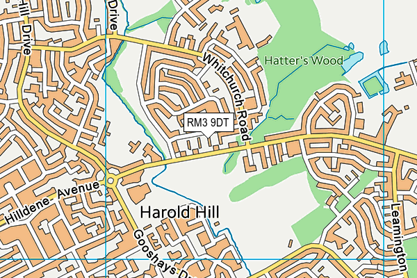 RM3 9DT map - OS VectorMap District (Ordnance Survey)