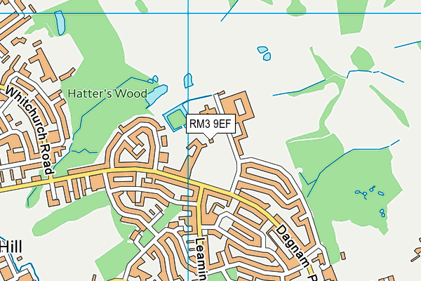 RM3 9EF map - OS VectorMap District (Ordnance Survey)