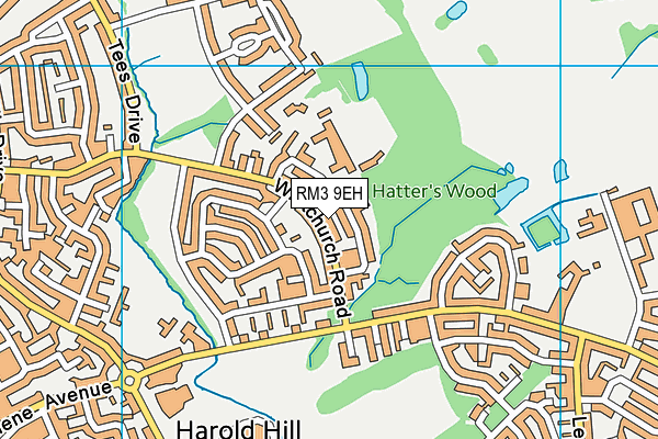 RM3 9EH map - OS VectorMap District (Ordnance Survey)