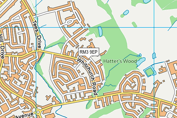 RM3 9EP map - OS VectorMap District (Ordnance Survey)