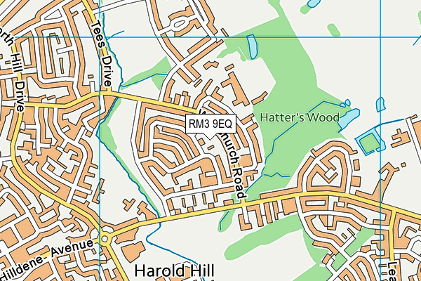 RM3 9EQ map - OS VectorMap District (Ordnance Survey)