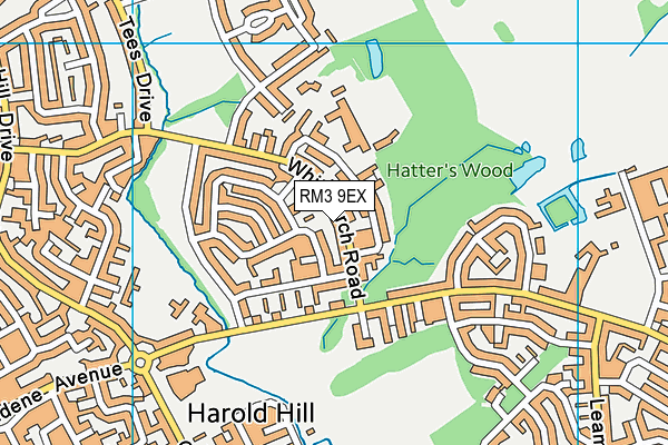 RM3 9EX map - OS VectorMap District (Ordnance Survey)