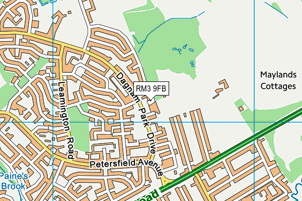 RM3 9FB map - OS VectorMap District (Ordnance Survey)