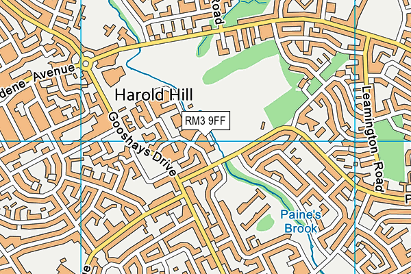 RM3 9FF map - OS VectorMap District (Ordnance Survey)