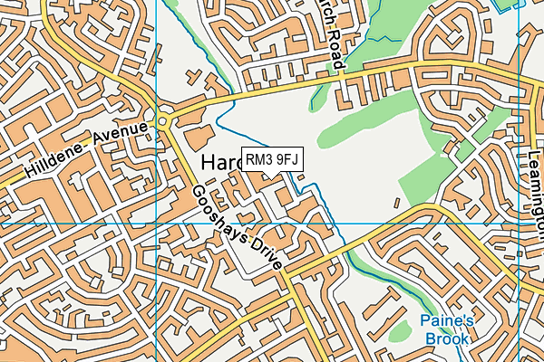 RM3 9FJ map - OS VectorMap District (Ordnance Survey)