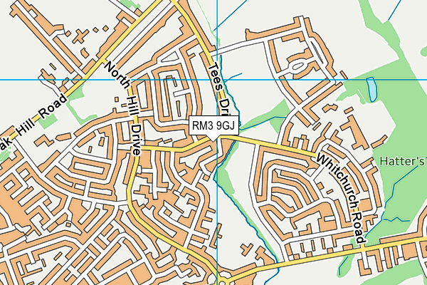 RM3 9GJ map - OS VectorMap District (Ordnance Survey)