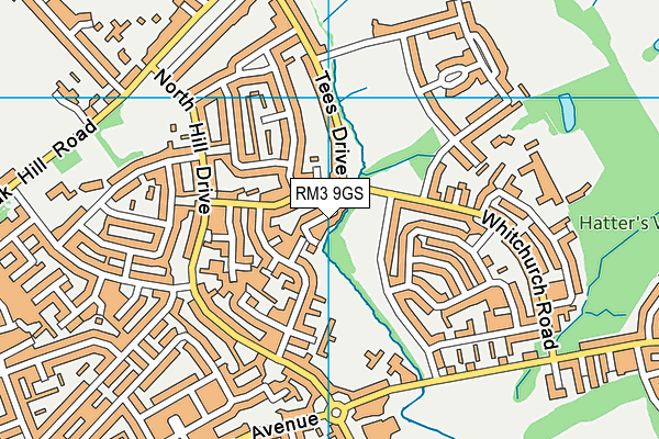 RM3 9GS map - OS VectorMap District (Ordnance Survey)