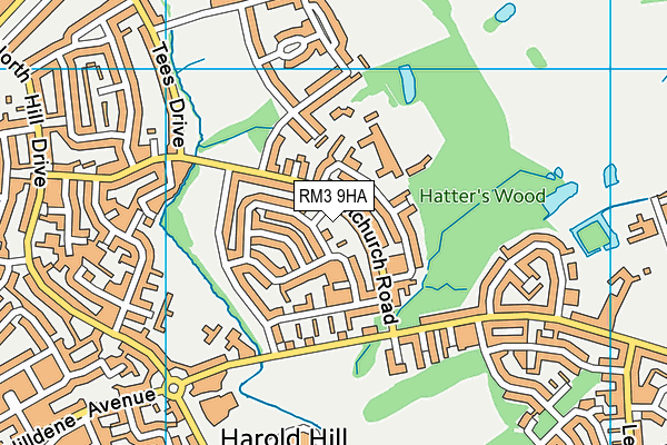 RM3 9HA map - OS VectorMap District (Ordnance Survey)