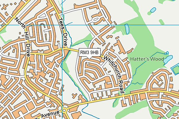 RM3 9HB map - OS VectorMap District (Ordnance Survey)