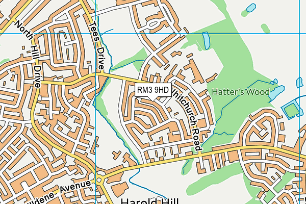 RM3 9HD map - OS VectorMap District (Ordnance Survey)