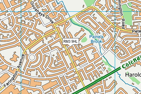 RM3 9HL map - OS VectorMap District (Ordnance Survey)