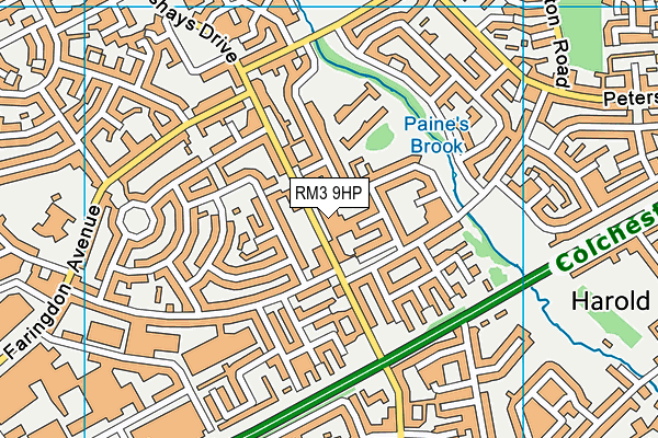 RM3 9HP map - OS VectorMap District (Ordnance Survey)