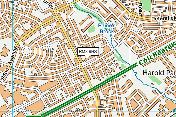 RM3 9HS map - OS VectorMap District (Ordnance Survey)