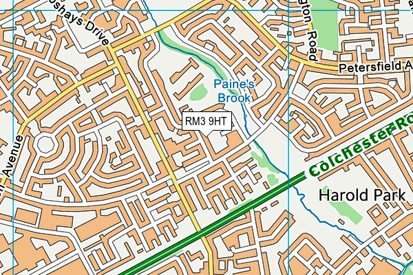 RM3 9HT map - OS VectorMap District (Ordnance Survey)