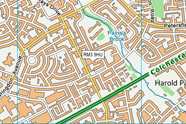 RM3 9HU map - OS VectorMap District (Ordnance Survey)