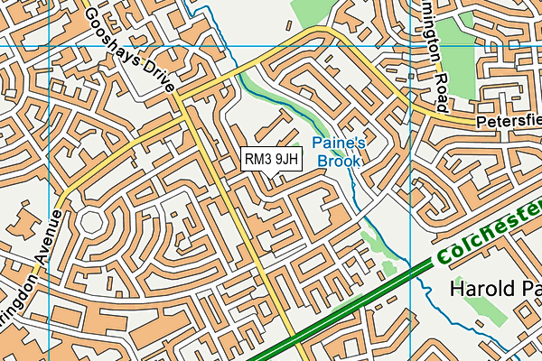 RM3 9JH map - OS VectorMap District (Ordnance Survey)