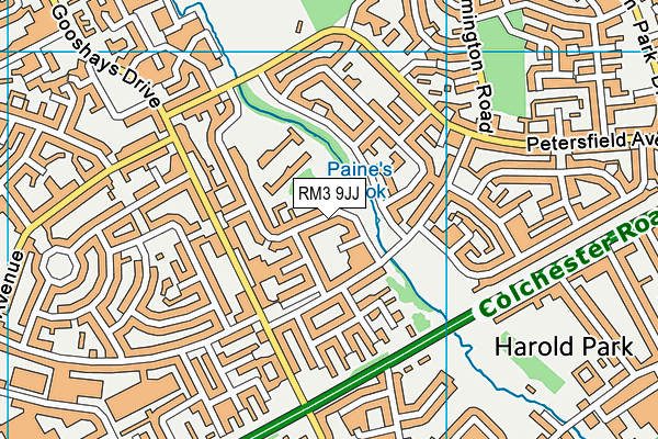 RM3 9JJ map - OS VectorMap District (Ordnance Survey)