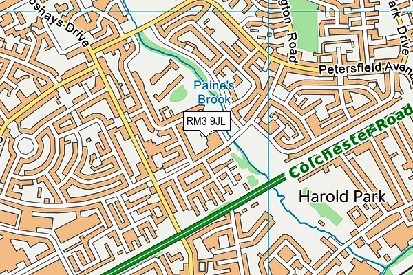 RM3 9JL map - OS VectorMap District (Ordnance Survey)