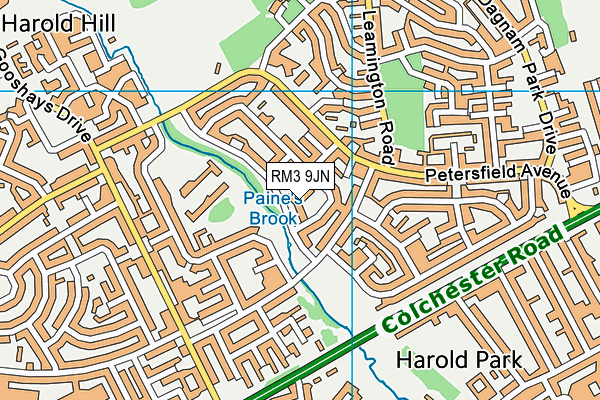 RM3 9JN map - OS VectorMap District (Ordnance Survey)