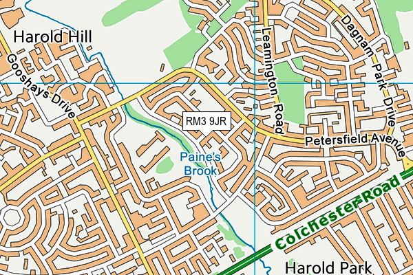 RM3 9JR map - OS VectorMap District (Ordnance Survey)