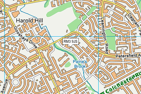 RM3 9JS map - OS VectorMap District (Ordnance Survey)