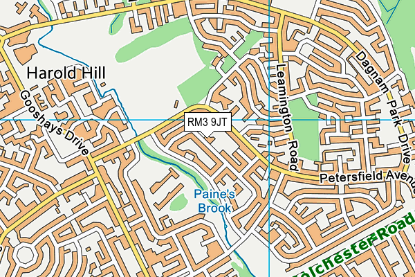 RM3 9JT map - OS VectorMap District (Ordnance Survey)