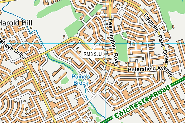 RM3 9JU map - OS VectorMap District (Ordnance Survey)