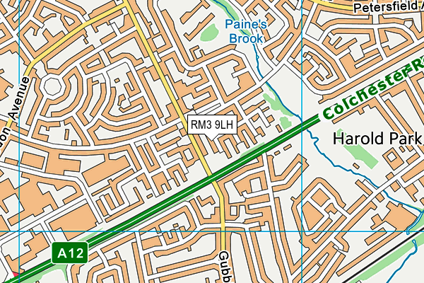 RM3 9LH map - OS VectorMap District (Ordnance Survey)