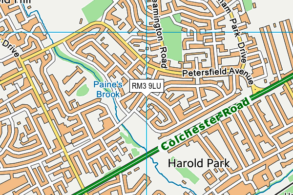 RM3 9LU map - OS VectorMap District (Ordnance Survey)