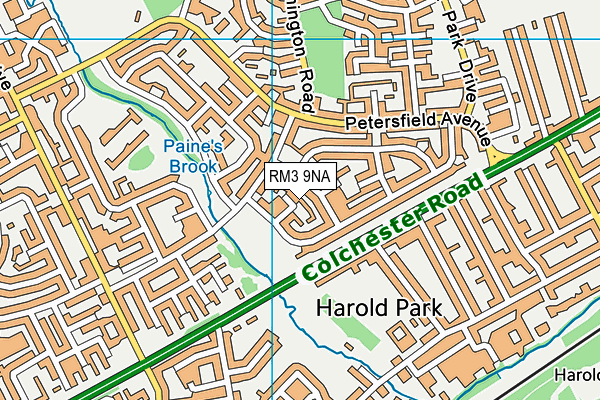 RM3 9NA map - OS VectorMap District (Ordnance Survey)