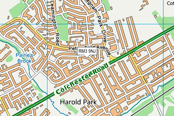 RM3 9NJ map - OS VectorMap District (Ordnance Survey)