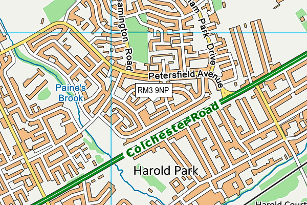 RM3 9NP map - OS VectorMap District (Ordnance Survey)