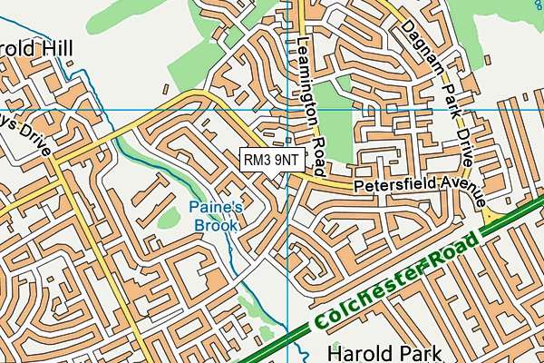 RM3 9NT map - OS VectorMap District (Ordnance Survey)