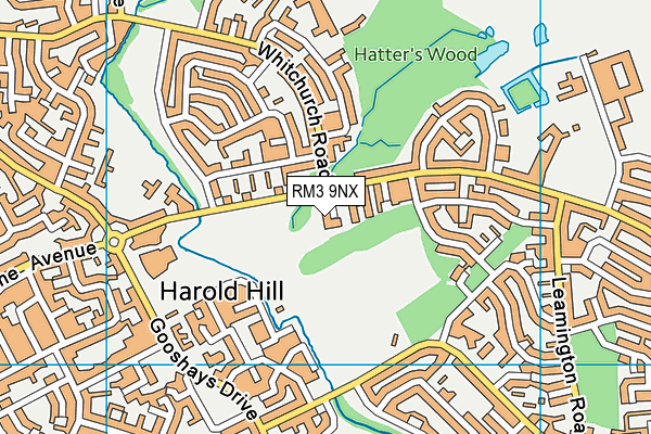 RM3 9NX map - OS VectorMap District (Ordnance Survey)