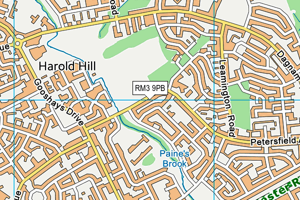 RM3 9PB map - OS VectorMap District (Ordnance Survey)