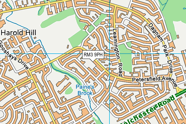 RM3 9PH map - OS VectorMap District (Ordnance Survey)