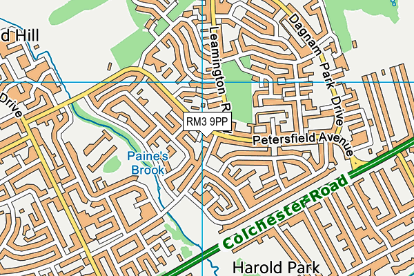 RM3 9PP map - OS VectorMap District (Ordnance Survey)