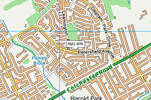 RM3 9PR map - OS VectorMap District (Ordnance Survey)