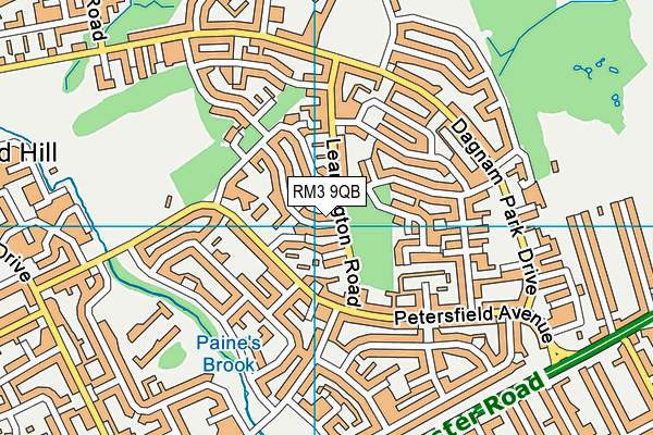 RM3 9QB map - OS VectorMap District (Ordnance Survey)