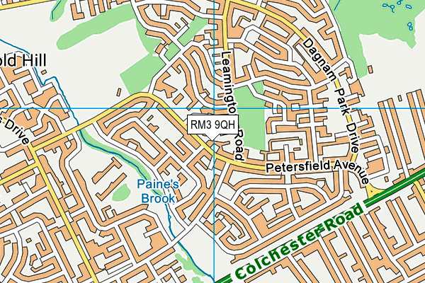 RM3 9QH map - OS VectorMap District (Ordnance Survey)