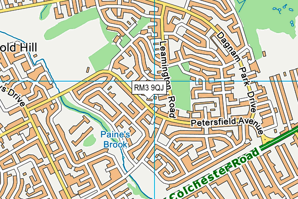 RM3 9QJ map - OS VectorMap District (Ordnance Survey)