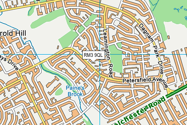 RM3 9QL map - OS VectorMap District (Ordnance Survey)