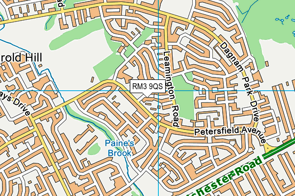 RM3 9QS map - OS VectorMap District (Ordnance Survey)