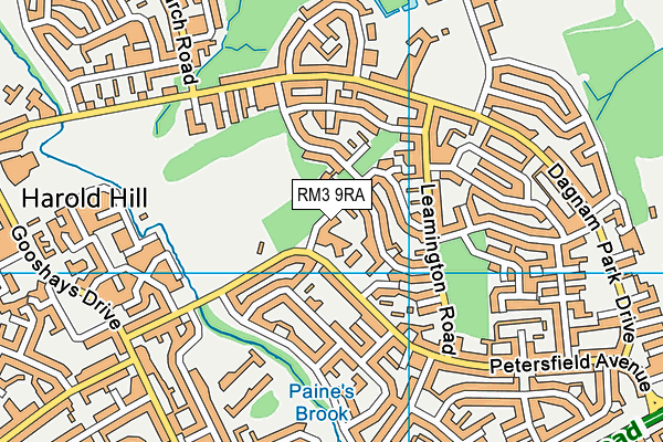 RM3 9RA map - OS VectorMap District (Ordnance Survey)