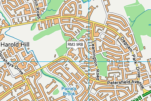 RM3 9RB map - OS VectorMap District (Ordnance Survey)