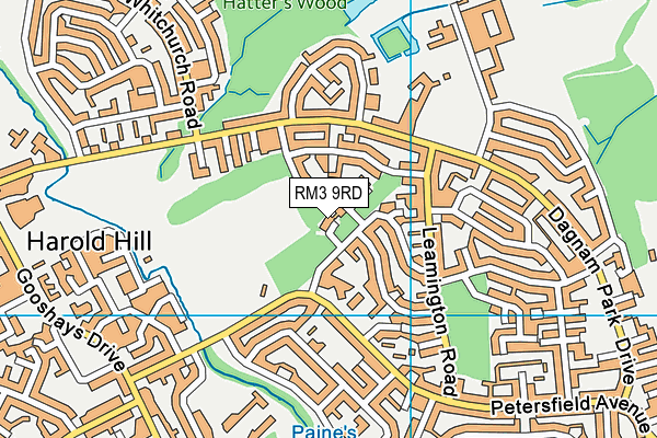 RM3 9RD map - OS VectorMap District (Ordnance Survey)