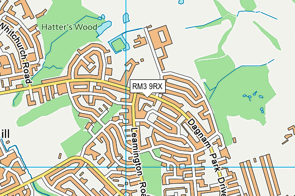 RM3 9RX map - OS VectorMap District (Ordnance Survey)