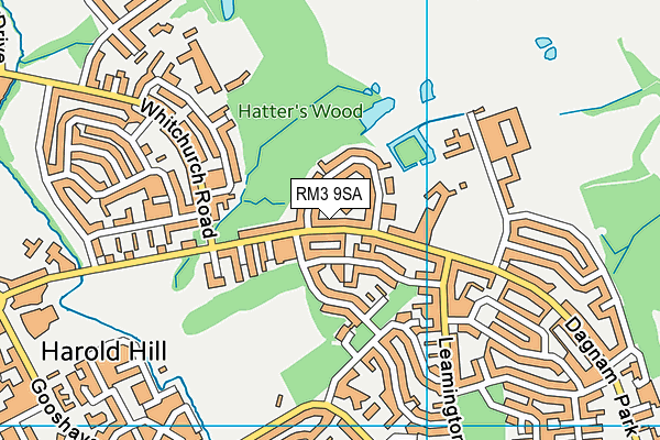 RM3 9SA map - OS VectorMap District (Ordnance Survey)