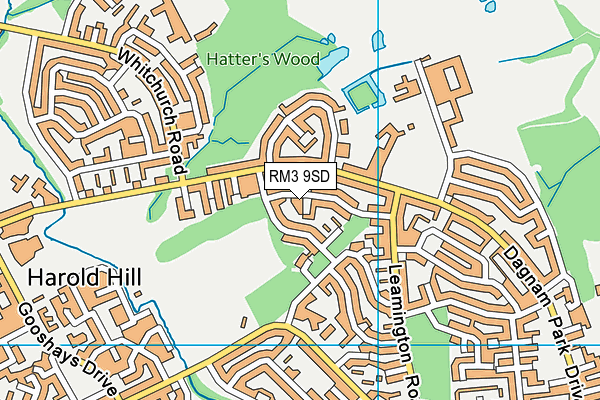 RM3 9SD map - OS VectorMap District (Ordnance Survey)